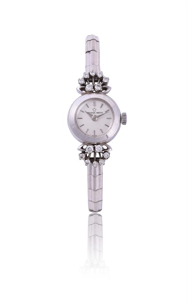 ETERNA-MATIC, LADY'S WHITE GOLD COLOURED AND DIAMOND BRACELET WATCH