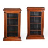 A pair of mahogany and partridge wood pier cabinets in 19th century style