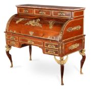A French mahogany and gilt metal mounted cylinder desk