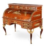 A French mahogany and gilt metal mounted cylinder desk