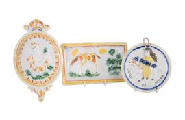 A group of three various Staffordshire pearlware Pratt type plaques