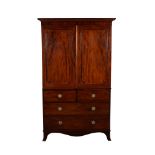 Y A Regency mahogany and kingwood crossbanded linen press