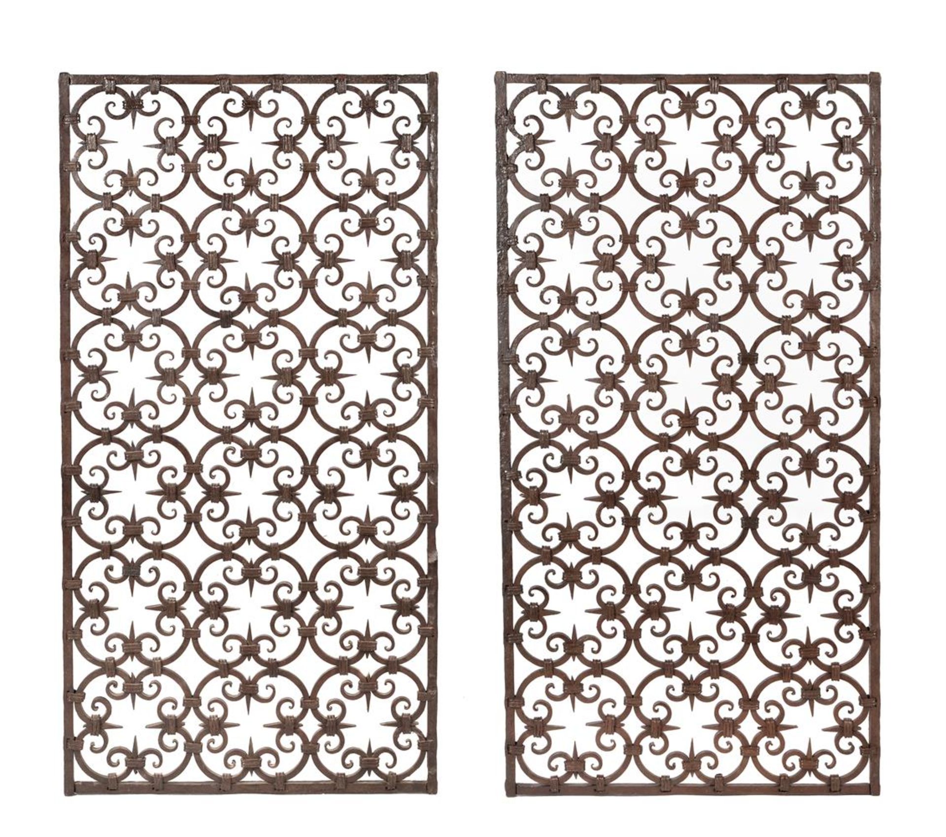 A pair of wrought Iron panels