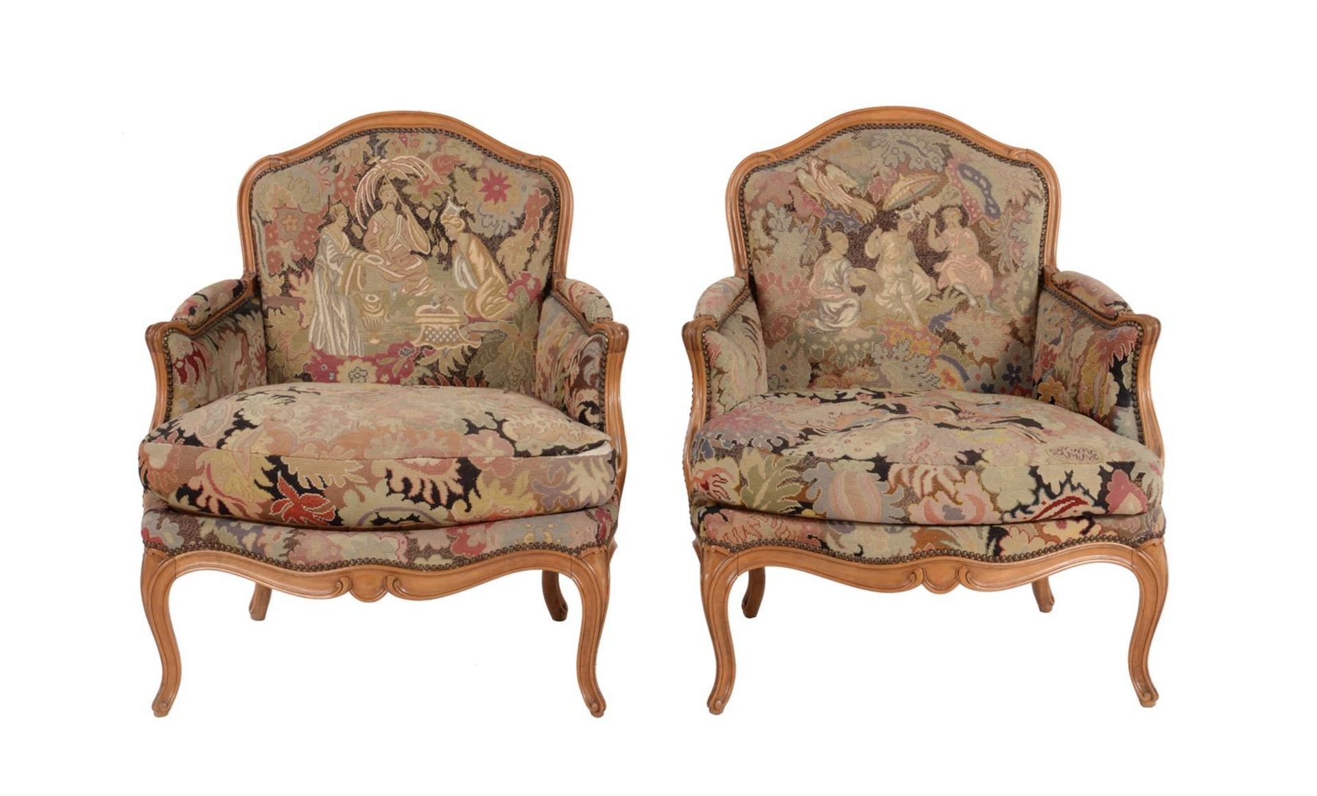 A beech and upholstered suite of seat furniture in Louis XV style - Bild 8 aus 13