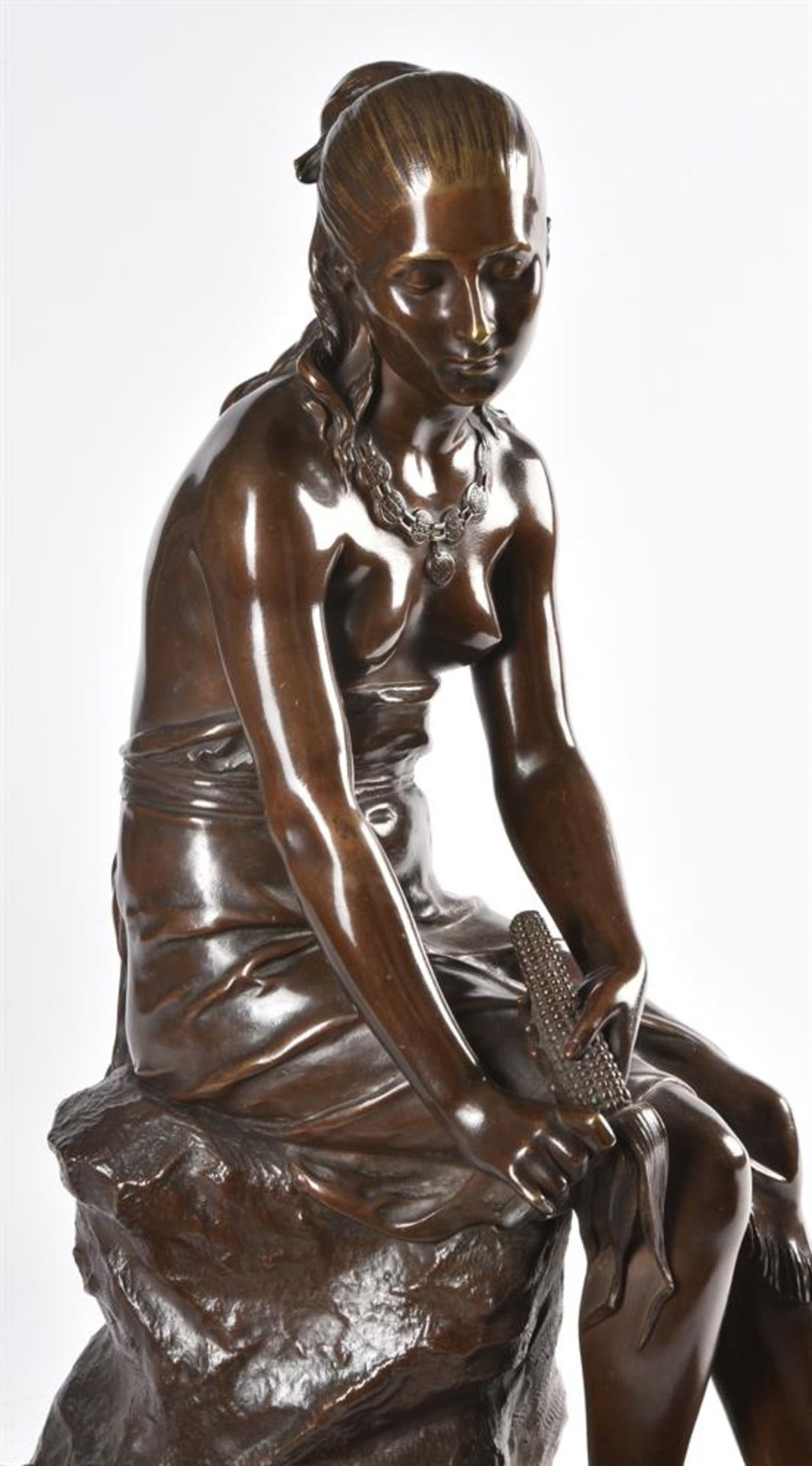 After Leon Pilet, (French, 1836-1916), A bronze figure of Minnehaha - Image 2 of 5