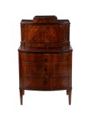 Y A mahogany and ebony strung side cabinet or secretaire