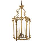 A gilt metal hall lantern in late 18th century style