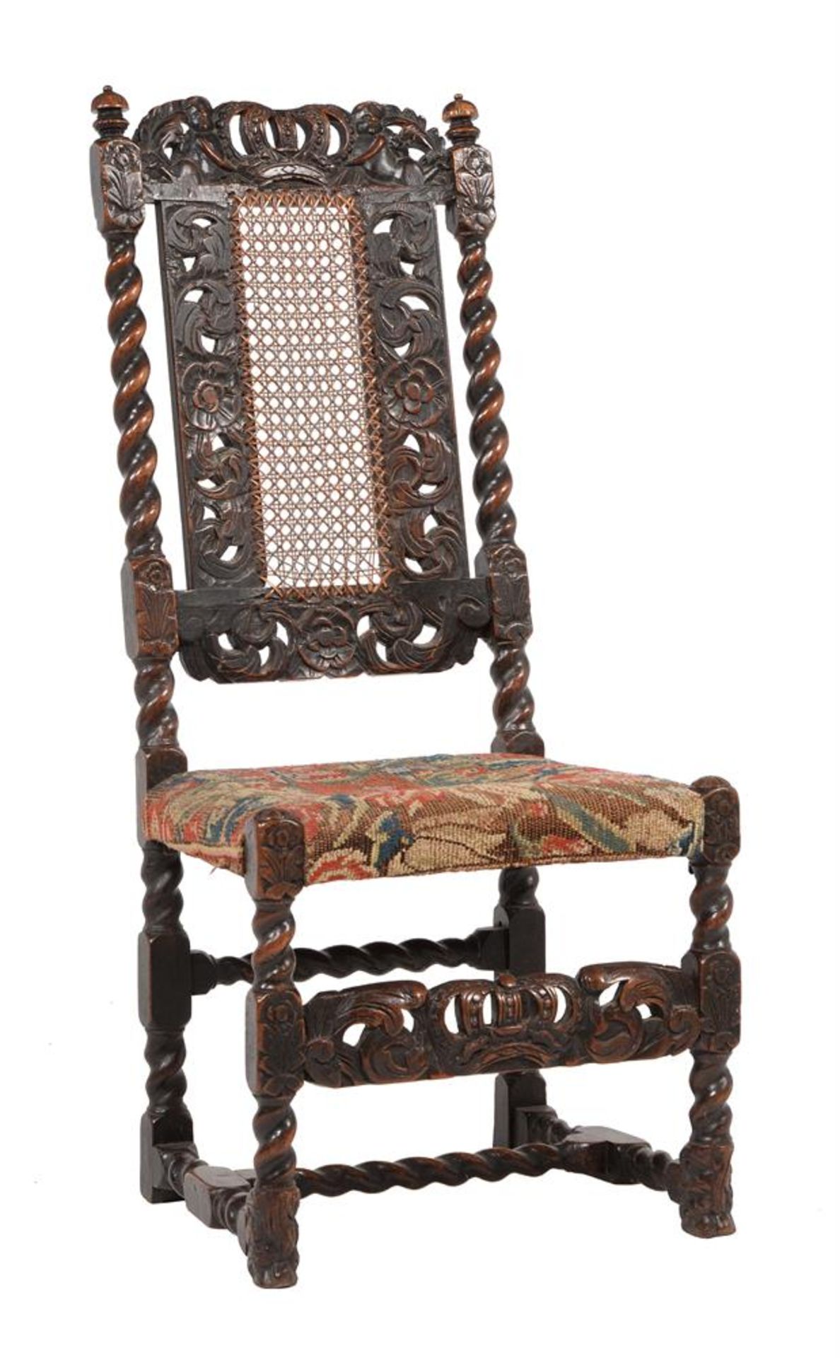 A Charles II walnut side chair