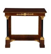 A mahogany, ebonised and parcel gilt Console table, in early 19th century style