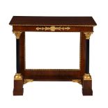 A mahogany, ebonised and parcel gilt Console table, in early 19th century style