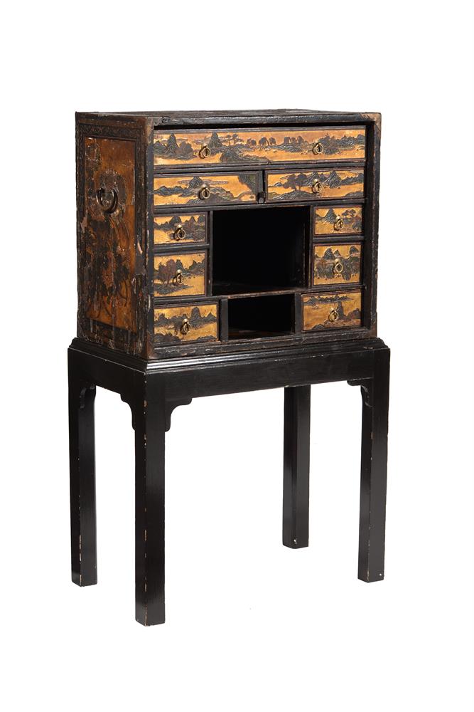 A black lacquer and parcel gilt japanned cabinet on stand - Image 2 of 2