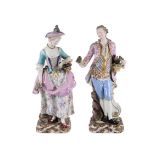 A pair of Meissen figures of a gardener and companion