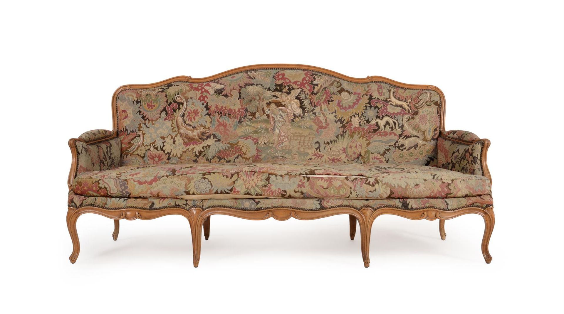 A beech and upholstered suite of seat furniture in Louis XV style - Bild 3 aus 13
