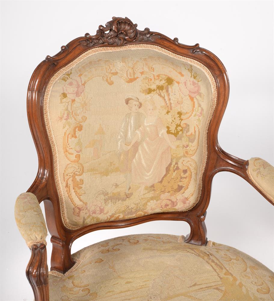 A pair of carved walnut armchairs in Louis XV style - Image 2 of 2