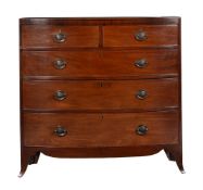 A Regency mahogany and ebonised strung bowfront chest of drawers