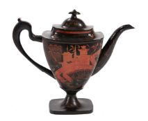 A painted tinware coffee pot in Regency style