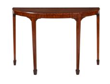 A satinwood and crossbanded D-shaped console table