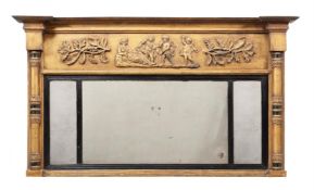 A late George III giltwood and composition overmantel wall mirror
