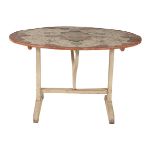 A painted wood oval centre table