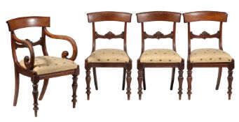 A set of seven Victorian mahogany dining chairs
