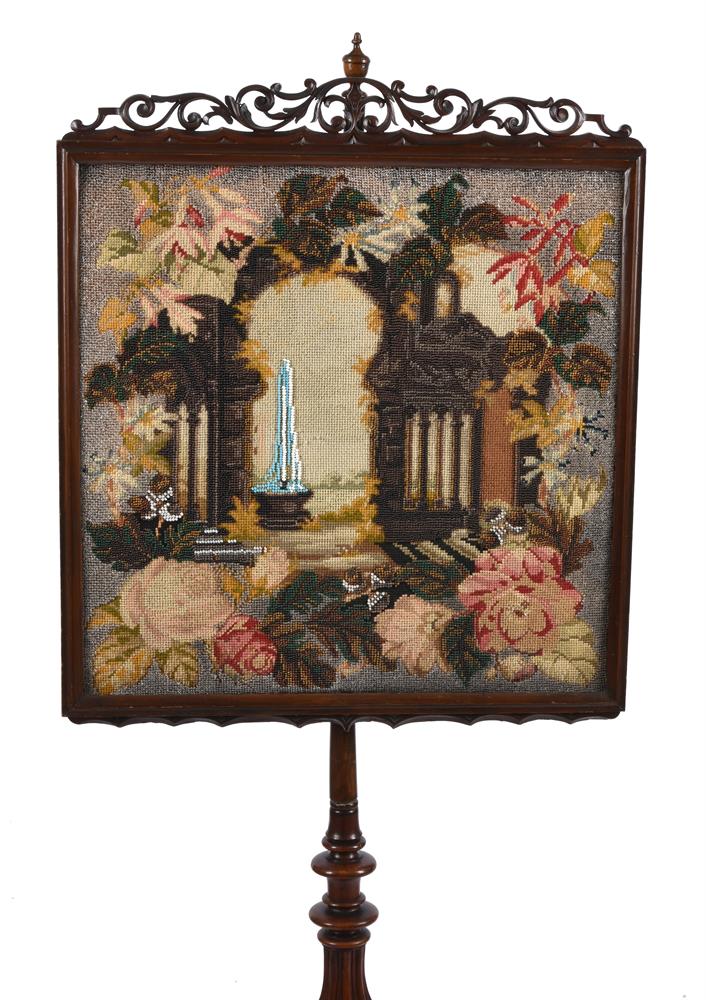 A Victorian mahogany and beadwork pole-screen - Image 2 of 3