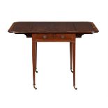 A George III mahogany and satinwood banded Pembroke table