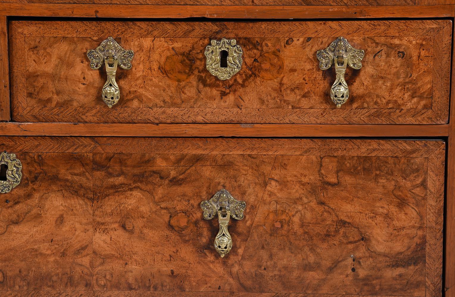 A George II walnut and feather banded bureau - Image 3 of 4