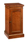 A Victorian bird's-eye maple and parcel gilt bedside cabinet