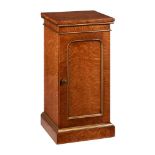 A Victorian bird's-eye maple and parcel gilt bedside cabinet