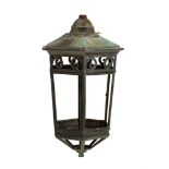 A coppered sheet brass hexagonal lantern