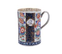 A Worcester 'Queen's' pattern 'Rich Kakiemon' cylindrical armorial mug from the Fry Service