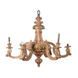 A giltwood six branch chandelier