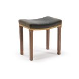 An Elizabeth II limed oak and velvet upholstered coronation stool