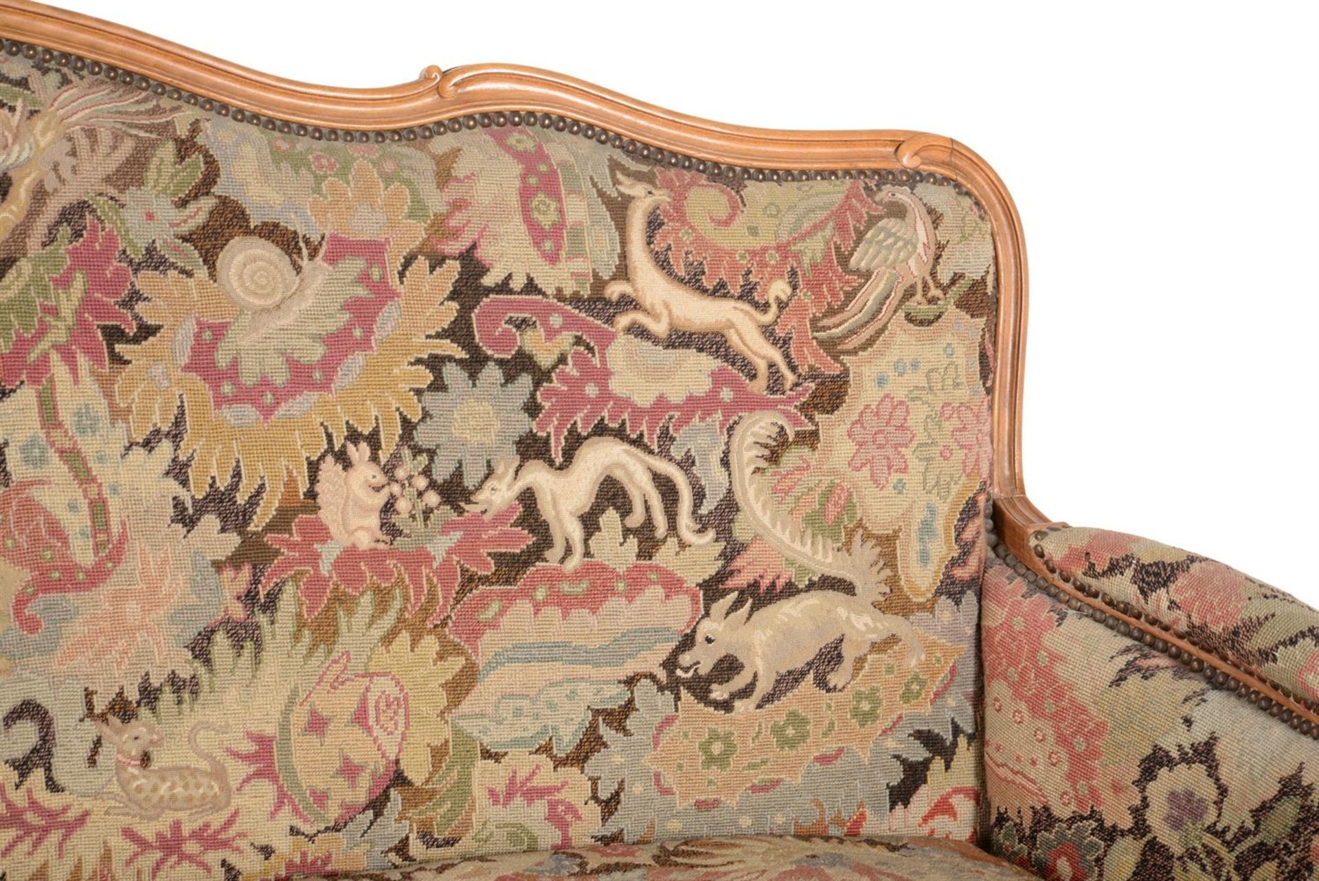 A beech and upholstered suite of seat furniture in Louis XV style - Bild 7 aus 13