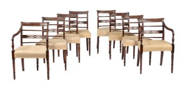 A set of eight Regency mahogany dining chairs