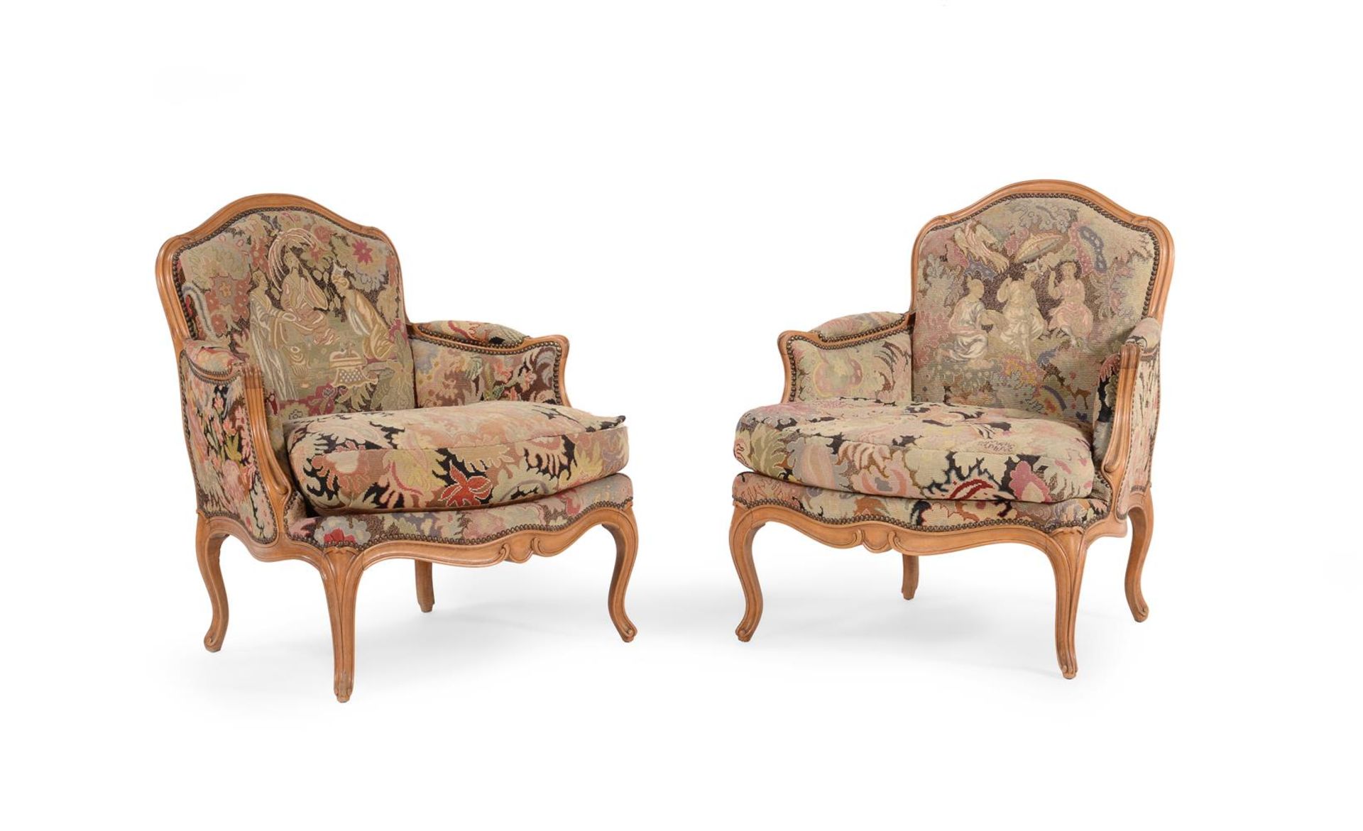 A beech and upholstered suite of seat furniture in Louis XV style - Bild 2 aus 13