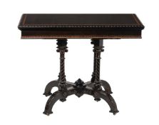 An Aesthetic Movement ebonised and inlaid card table