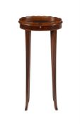 Y A George III mahogany and tulipwood banded oval urn stand
