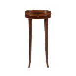 Y A George III mahogany and tulipwood banded oval urn stand