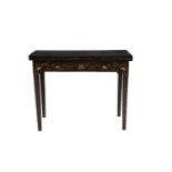 A Chinese black lacquer and parcel gilt card table