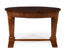 A walnut oval table