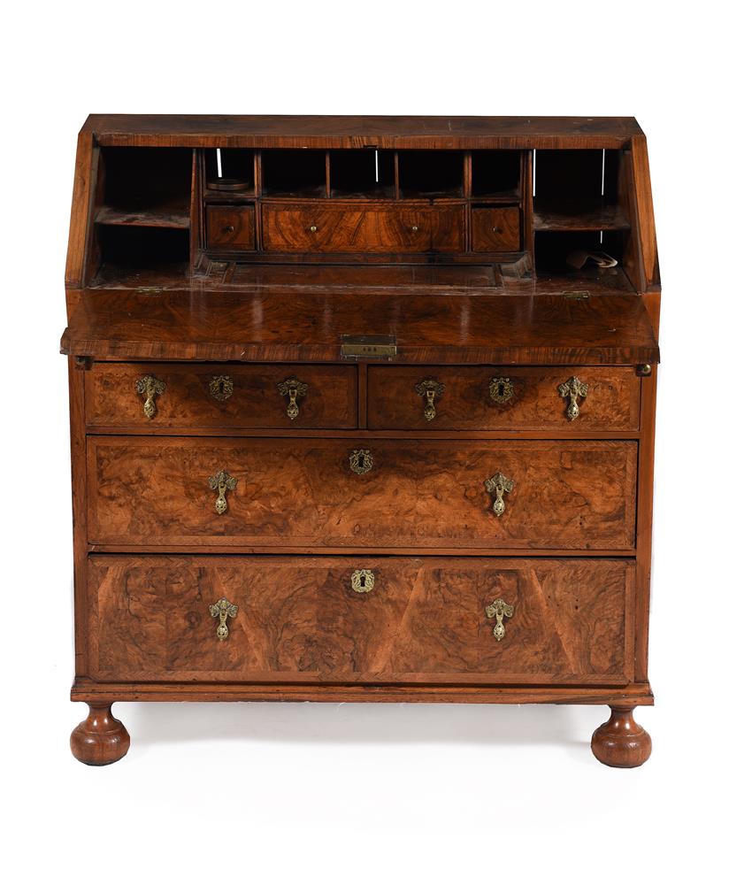 A George II walnut and feather banded bureau - Image 2 of 4