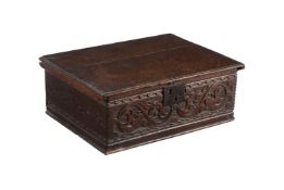 A Charles II oak bible box