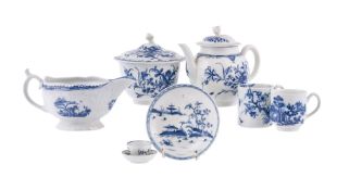 A selection of mostly Worcester blue and white painted porcelain