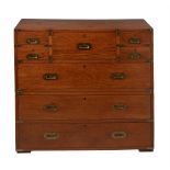 A Victorian mahogany and brass bound campaign chest