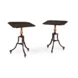 A pair of black-and gilt lacquered occasional tables