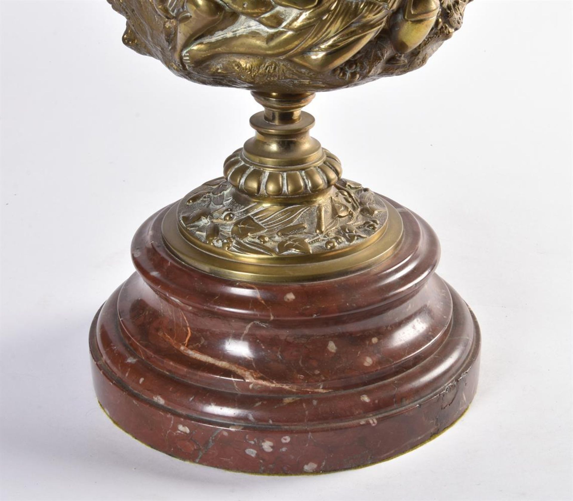 A two handled gilt brass pedestal cup and cover - Image 4 of 4