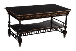 An Aesthetic Movement ebonised and parcel gilt centre table