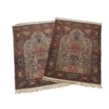 A pair of Isfahan prayer rugs