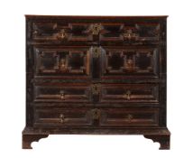 A Charles II oak chest of drawers